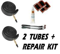 2 X PRESTA Valvola 48mm Bicicletta Tubi 29 " x 1.90 - 2.35 + Kit Riparazione
