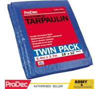 2 X ProDec Telone 18ft x 12ft Doppio Laminato Lacrima & Stretch Resistente Lotto