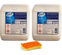 2 X Quasar QUASAR VETRI TANICA 5 LITRI TANICA FORMATO PROFESSIONALE + Spugna Pia