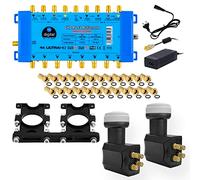 2 X quattro LNB professionale + Multi-switch pmse 9/8 HB-DIGITAL 9 X SAT fino 8 X utente/ricevitore per Full HDTV 3d 4 K UHD con alimentatore + 30 placcato oro connettore F in omaggio