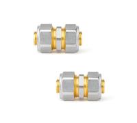 2 X Raccordo Multistrato Dritto 20-20 a Vite - Manicotto Multistrato Uguale - Raccordo Idraulico in Ottone per Tubi Multistrato Ø20 mm - Alta Resistenza e Tenuta - LEMAG SRL