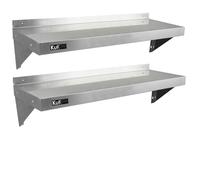 2 x Ripiani in Acciaio Inox Cucina Commerciale Mensole Muro e Staffe 125 x 30 cm