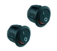 2 x Rossi Acceso-Spento Rotondo 'Visi On' Rocker Interruttore Spst Circolare