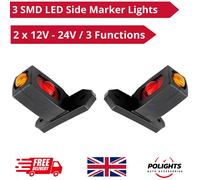 2 x Rosso Ambra Bianco 3LED Indicatore Luci Laterali Lampada Rimorchio Camion...