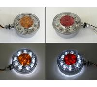 # 2 X Rosso Ambra LED Bianco 24V Cromo Lato Luci di Ingombro per Scania DAF Man