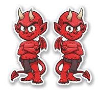 2 x rosso diavolo in vinile adesivo moto casco da bicicletta iPad Demon # per laptop 5383 - 5 cm largo x 10 cm alto
