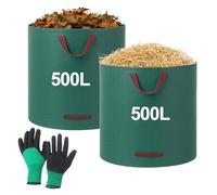 2 x Sacchi Giardinaggio, 500 litri Sacchi da Giardinaggio Professionali, Sacchis Giardinaggios con Maniglie, Borsa da Giardinos Riutilizzabile Antistrappo e Impermeabile per Riporre Foglie