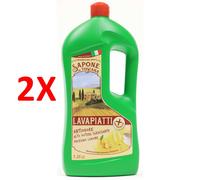 2 X Sapone Di Toscana Lavapiatti Concentrato 16% Di Attivo 1,250 Litri Limone A