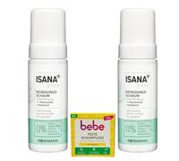 2 x schiuma detergente ISANA Pure | ogni tipo di pelle, adatto anche per pelli sensibili | Niacinamide e pantenolo | 2 x 150 ml (300 ml) | 1 x Bebe doccia resistente