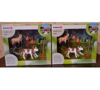 2 x Schleich Farm Life "cura della stalla con vitello e pecore", 41422, dipin...