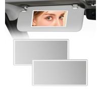 2 x specchio di cortesia per auto in acciaio inox, specchio cosmetico per auto, adesivo per specchietto in acciaio inox, 15 x 8 cm, adatto per auto e bagni