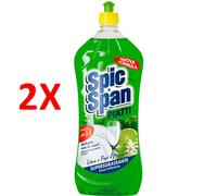 2 X Spic & Span Detersivo Piatti Lime E Fiori D'arancio 1000 Ml