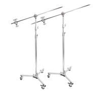 2 x supporto professionale resistente con braccio braccio, 127 cm, braccio solido, asta di supporto per luce da 326 cm, basamento a C, ruote girevoli