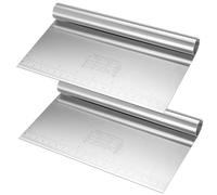 2 x tagliapasta in acciaio inox con scala di misurazione, raschietto per pasta in acciaio inox, paletta per verdure, spatola per pasta da cucina, utensili da cucina per raschietto per torte e pizza