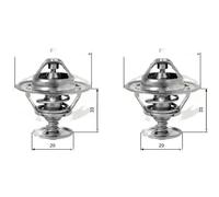 2 x Termostatoo GATES per DAIMLER, FORD, JAGUAR, LAND ROVER, MG, NISSAN, SAAB