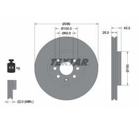 2 x TEXTAR 92124603 Disco freno per CHEVROLET,HOLDEN,OPEL,VAUXHALL