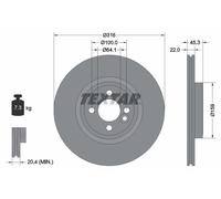 2 x TEXTAR 92255003 Disco freno per MINI