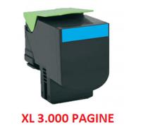 2 X TONER 802H C CIANO ALTA CAPACITA' 80C2HC0 COMPABILE PER LEXMARK CX410DE CX41