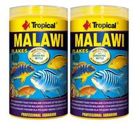 2 X Tropical Malawi Fiocchi Flakes 1000 Ml Cibo Per Pesci Acquario Ciclidi