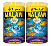 2 X Tropical Malawi Fiocchi Flakes 1000 Ml Cibo Per Pesci Acquario Ciclidi