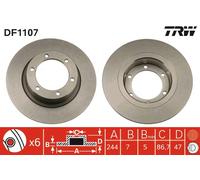 2 x TRW DF1107 Disco freno per CITROËN