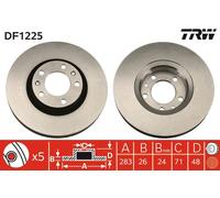 2 x TRW DF1225 Disco freno per CITROËN,PEUGEOT