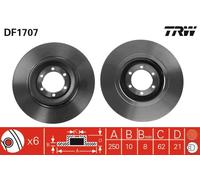 2 x TRW DF1707 Disco freno per ALFA ROMEO