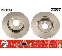 2 x TRW DF1744 Disco freno per FIAT,LANCIA
