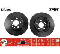 2 x TRW DF2596 Disco freno per MERCEDES-BENZ