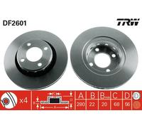 Disco freno TRW DF2601 anteriore, ventilato, 1 Pezzo