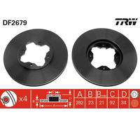 Disco freno TRW DF2679 anteriore, ventilato, 1 Pezzo