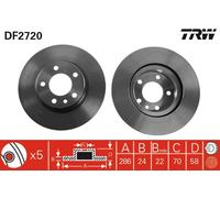 TRW Disco freno DF2720 ventilato anteriore – Coppia