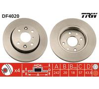 2 x TRW DF4020 Disco freno per FIAT,KIA,OPEL