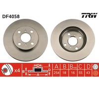 2 x TRW DF4058 Disco freno per TOYOTA