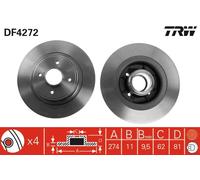 2 x TRW DF4272 Disco freno per RENAULT