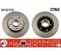 2 x TRW DF4273S Disco freno per NISSAN,OPEL,RENAULT,VAUXHALL
