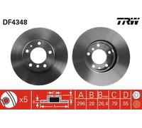 2 x TRW DF4348 Disco freno per BMW