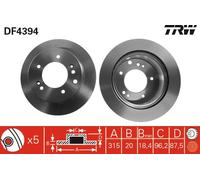 TRW Dischi freno DF4394 posteriori ventilati – Coppia per KIA Sorento 02>