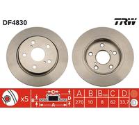 TRW disco freno DF4830 pieno diametro 270 spessore 10 mm 5 fori