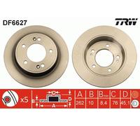2 x TRW DF6627 Disco freno per HYUNDAI,KIA