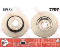 TRW disco freno DF6731 ventilato diametro 295 spessore 25 mm 5 fori
