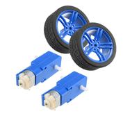 2 x TT Motor 3-6V DC uniassiale Motoriduttore con ruote Robot nero e blu