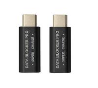 2 x USB di tipo C Data Blocker USB-C Juice Jack Adattatore Supporto di Ricarica Rapida (50 V/5 A) Fermare il furto di dati (nero)