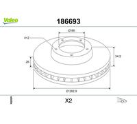 2 x VALEO 186693 Disco freno per CITROËN,CITROËN (DF-PSA),DS,OPEL,PEUGEOT,PEUGEO