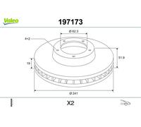 2 x VALEO 197173 Disco freno per HYUNDAI