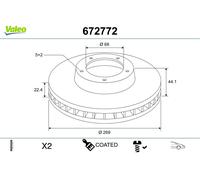 2 x VALEO 672772 Disco freno per DACIA,NISSAN,RENAULT
