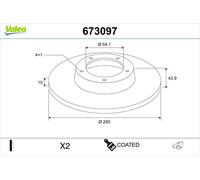 2 x VALEO 673097 Disco freno per MINI