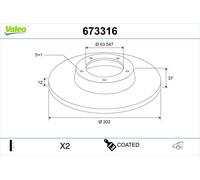 2 x VALEO 673316 Disco freno per VOLVO