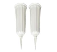 2 X Vaso Tomba Con Picchetto da Cimitero Fiori Plastica Grabsteckvase Bianco