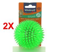 2 X Vitakraft Gioco Palla Riccio In Tpr 10 Cm Con Suono Cane Animali Casa
